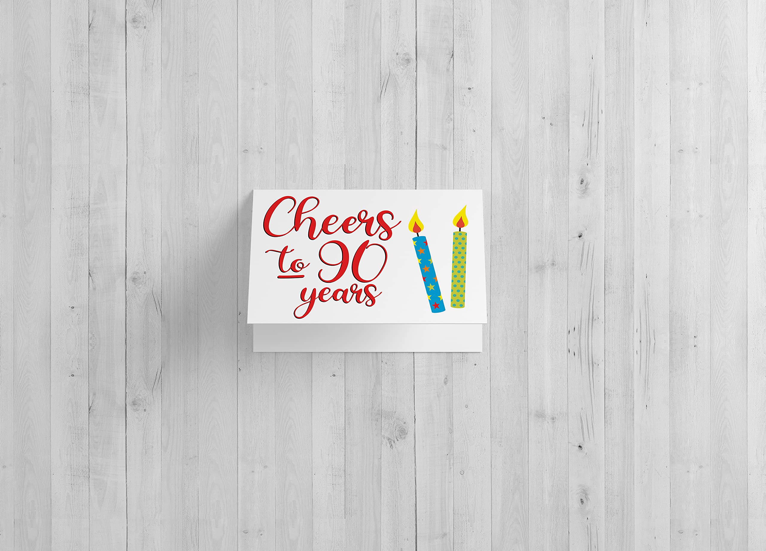 Red Door Inspirations Cheers to 90 Years 90th Birthday Card, Includes Single Card & Envelope