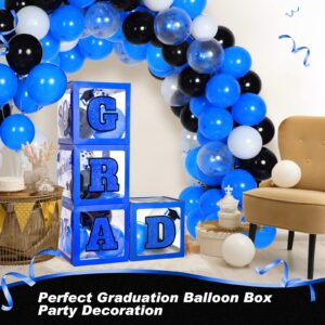 Civaner 98 Pcs Graduation Decorations Party Supplies 4 Grad Balloons Boxes 12 Letter 70 Graduation Balloons Graduation Sticker Set Kit for 2024 Graduation Party Decor(Blue)