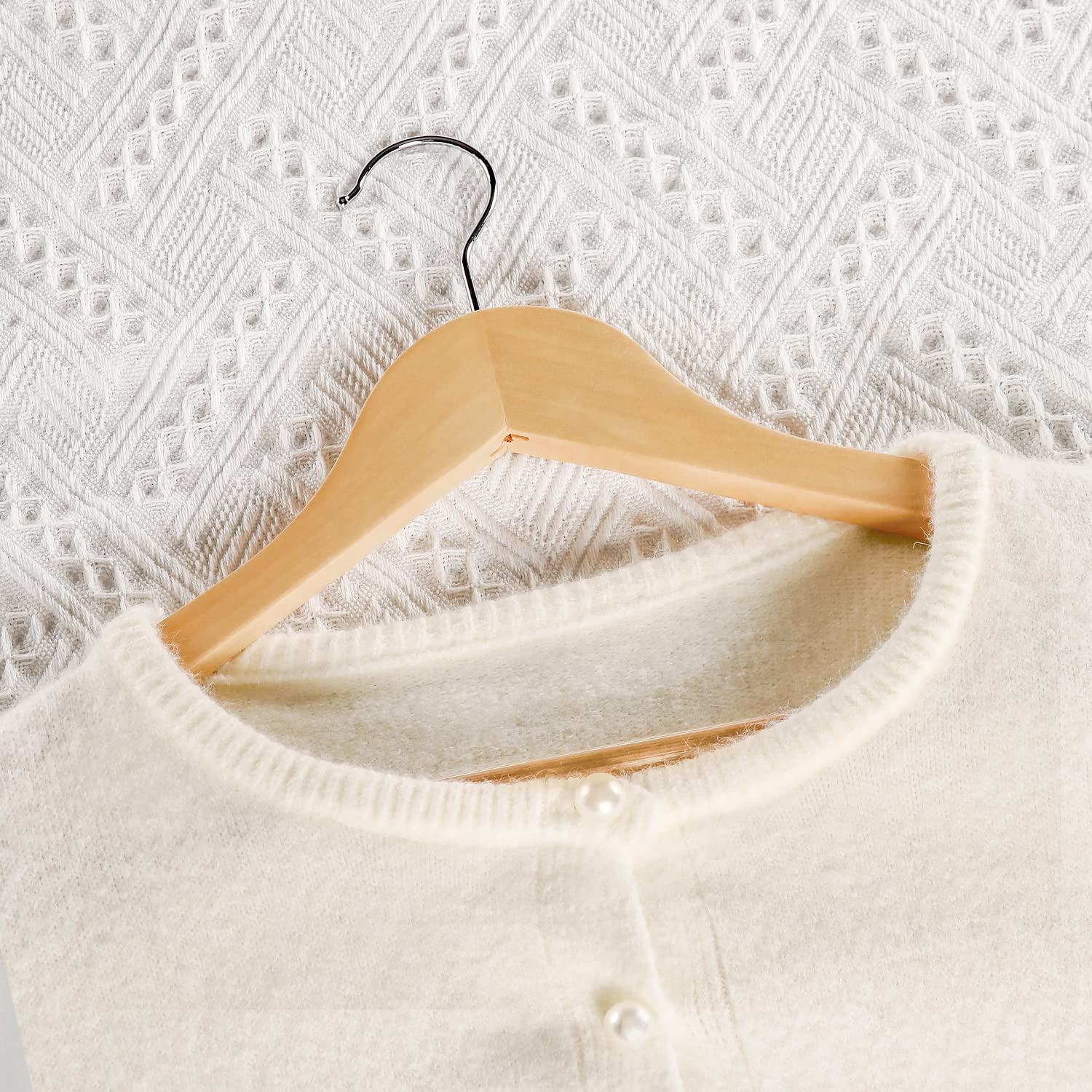 TOPIA HANGER Wooden Hangers 30 Pack, Natural Wood Clothes Hangers, Durable Coat Hanger with 360-Degree Rotatable Hook, Non-Slip Pants Bar and Shoulder Notches for Camisole Tops-CT34N30