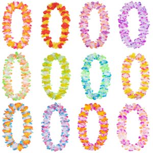 FreshDear 12 Counts Hawaiian Leis Bulk,leis for luau party,hawaiian leis for adults,beach party favors for adults,Summer Beach Vacation,Theme Party Decorations