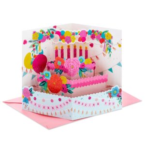 hallmark paper wonder pop up birthday card (floral birthday cake)