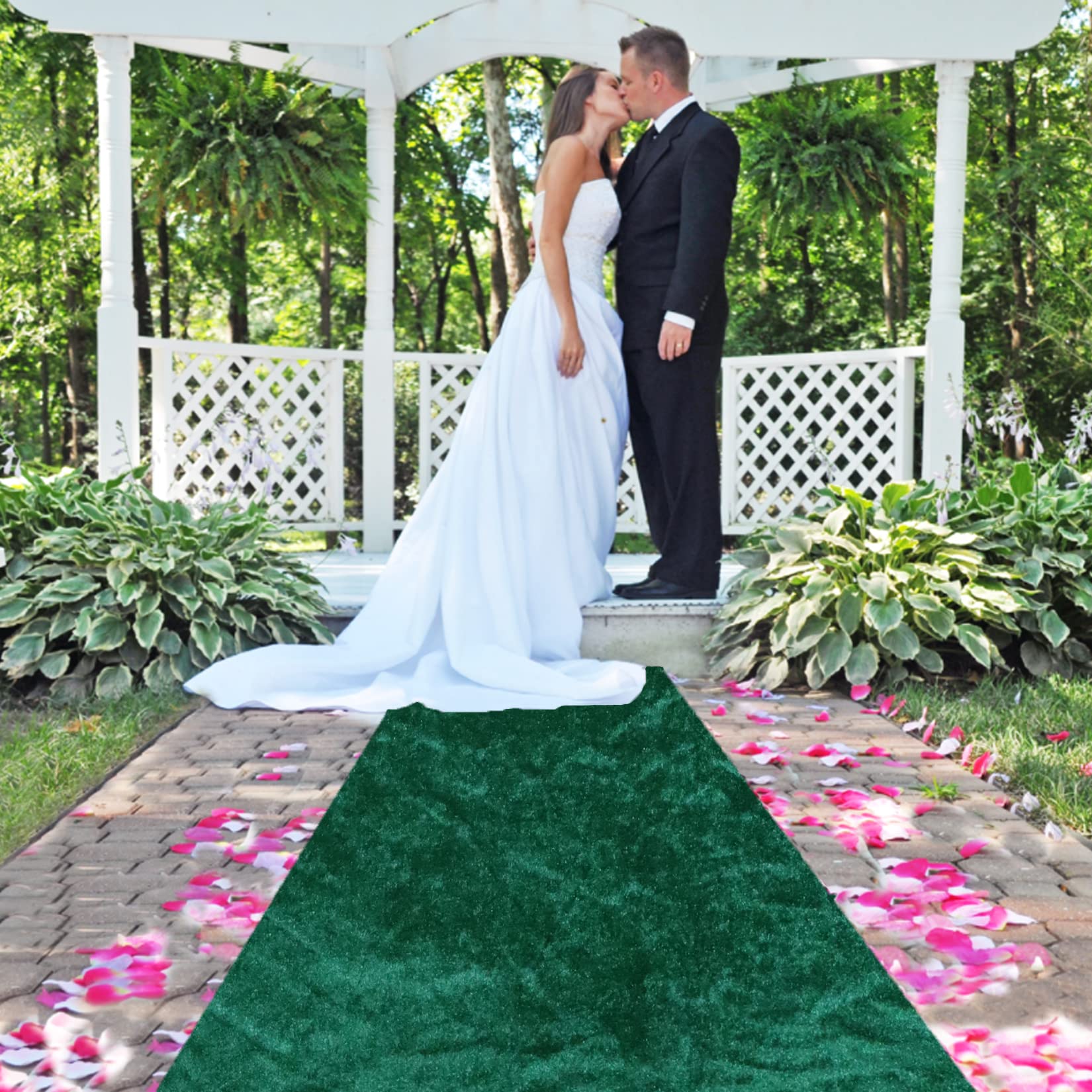 Aisle Runners for Weddings Emerald Green Wedding Aisle Runner 2FTx15FT Luxury Velvet Fabric Carpet Runway Green Aisle Runner for Party Bridal Runner Rug for Ceremony Birthday Event Wedding Decorations