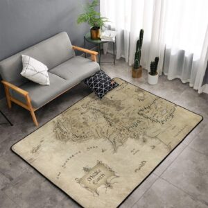 gesey-r4t middle earth map pattern home area rugs 3'3inchx5' home decor carpet soft floor mat non-slip for living room bedroom, white, one size