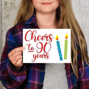 Red Door Inspirations Cheers to 90 Years 90th Birthday Card, Includes Single Card & Envelope