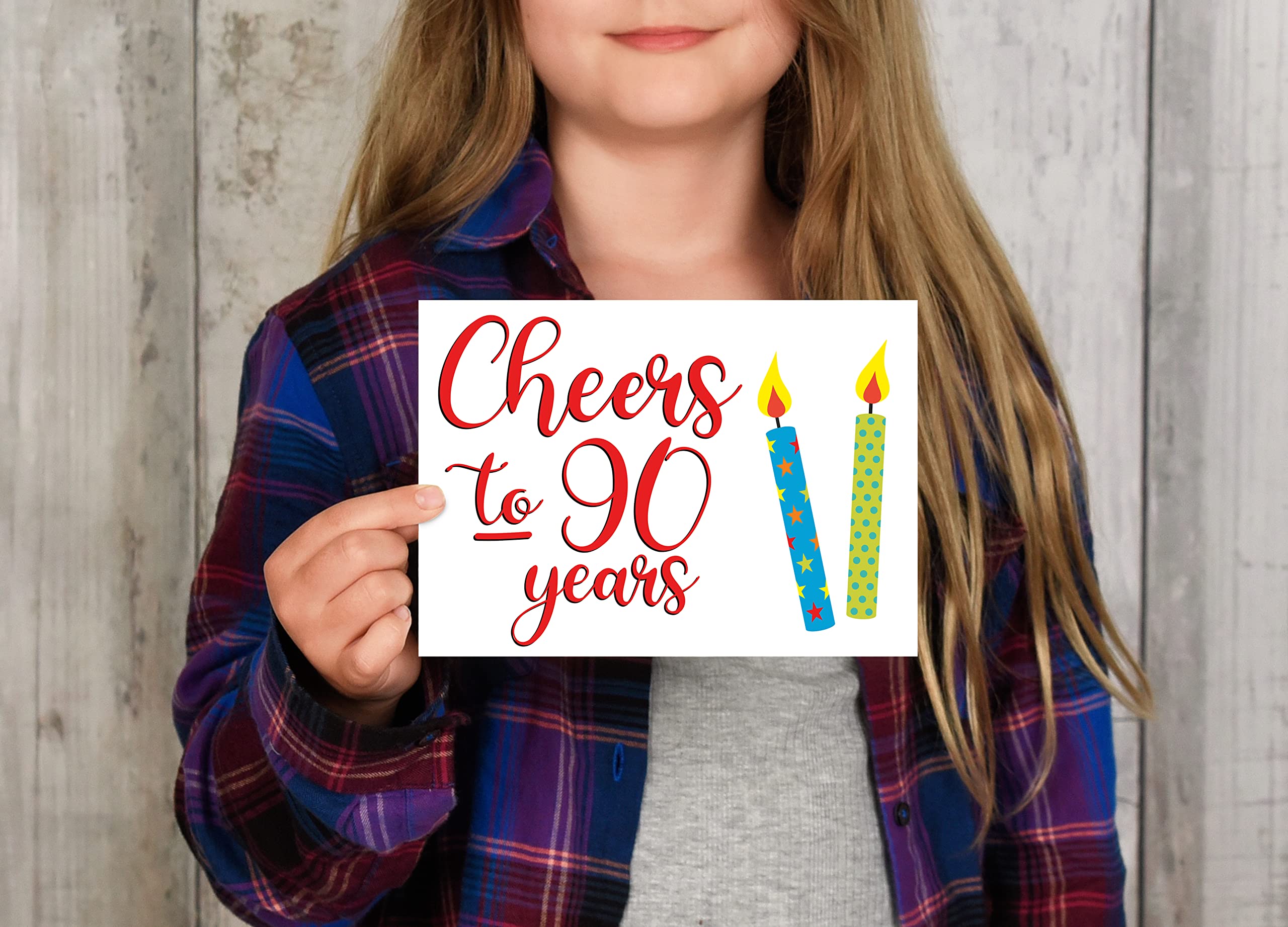 Red Door Inspirations Cheers to 90 Years 90th Birthday Card, Includes Single Card & Envelope