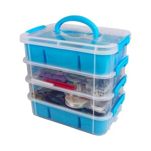 Bins & Things Ultimate Storage Containers Bundle Each with 2 Trays - Blue/Grey - Craft Storage/Craft Organizers and Storage - Bead Organizer Box/Art Supply Organizers.