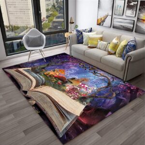 lggqqw magical forest area rug mushroom tree cat pink flower fairy tale world carpet home decor