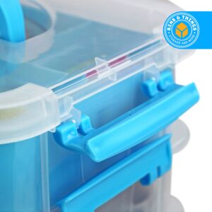 Bins & Things Ultimate Storage Containers Bundle Each with 2 Trays - Blue/Grey - Craft Storage/Craft Organizers and Storage - Bead Organizer Box/Art Supply Organizers.