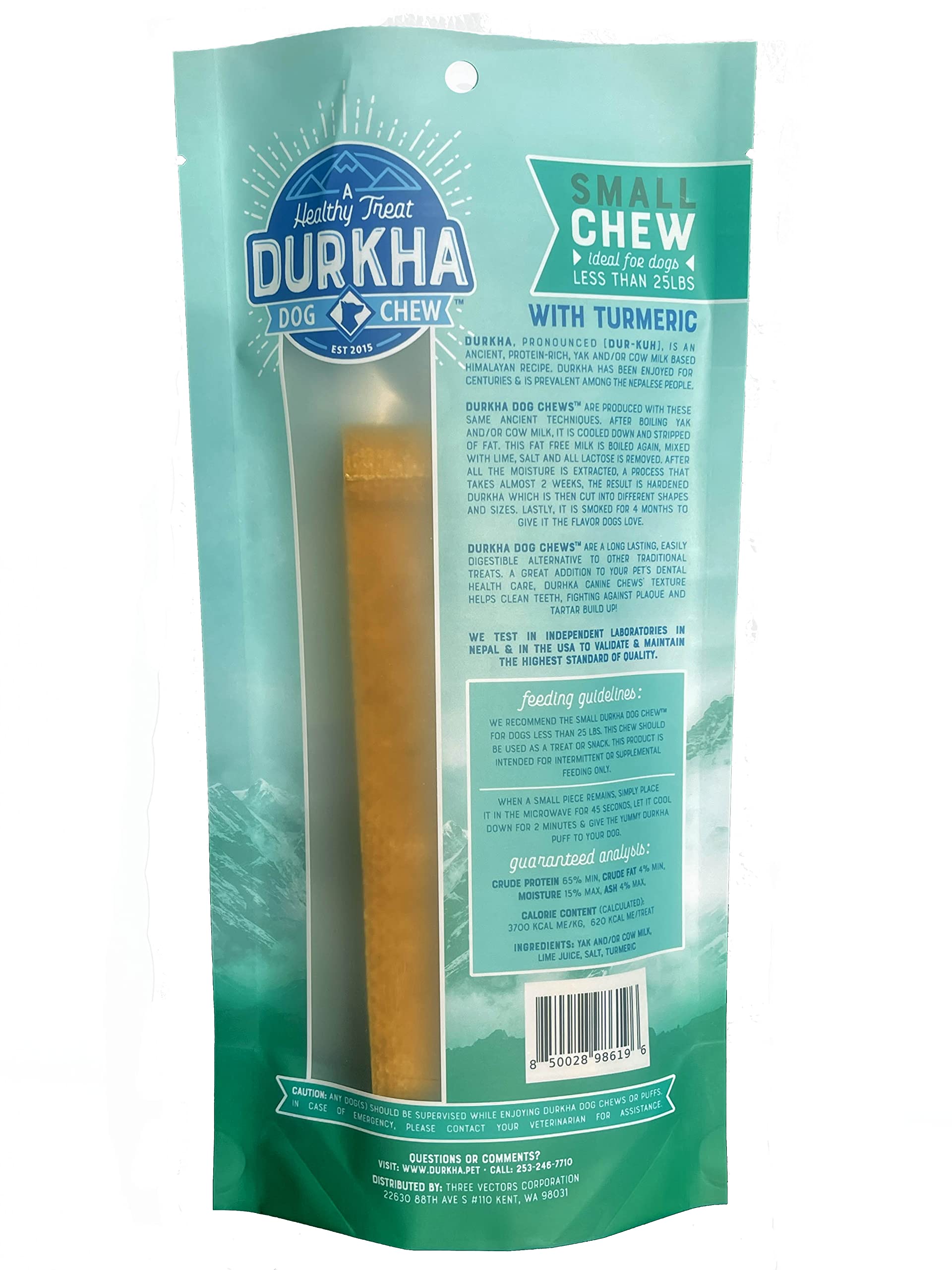 Durkha Himalayan Cheese Chews with Turmeric | Natural Long Lasting, Cheese Dog Treats| Great for Aggressive Chewers | Does Not Stain Carpets or Furniture. (1 Pack, Small (2CT/Min.4OZ))