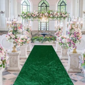 Aisle Runners for Weddings Emerald Green Wedding Aisle Runner 2FTx15FT Luxury Velvet Fabric Carpet Runway Green Aisle Runner for Party Bridal Runner Rug for Ceremony Birthday Event Wedding Decorations