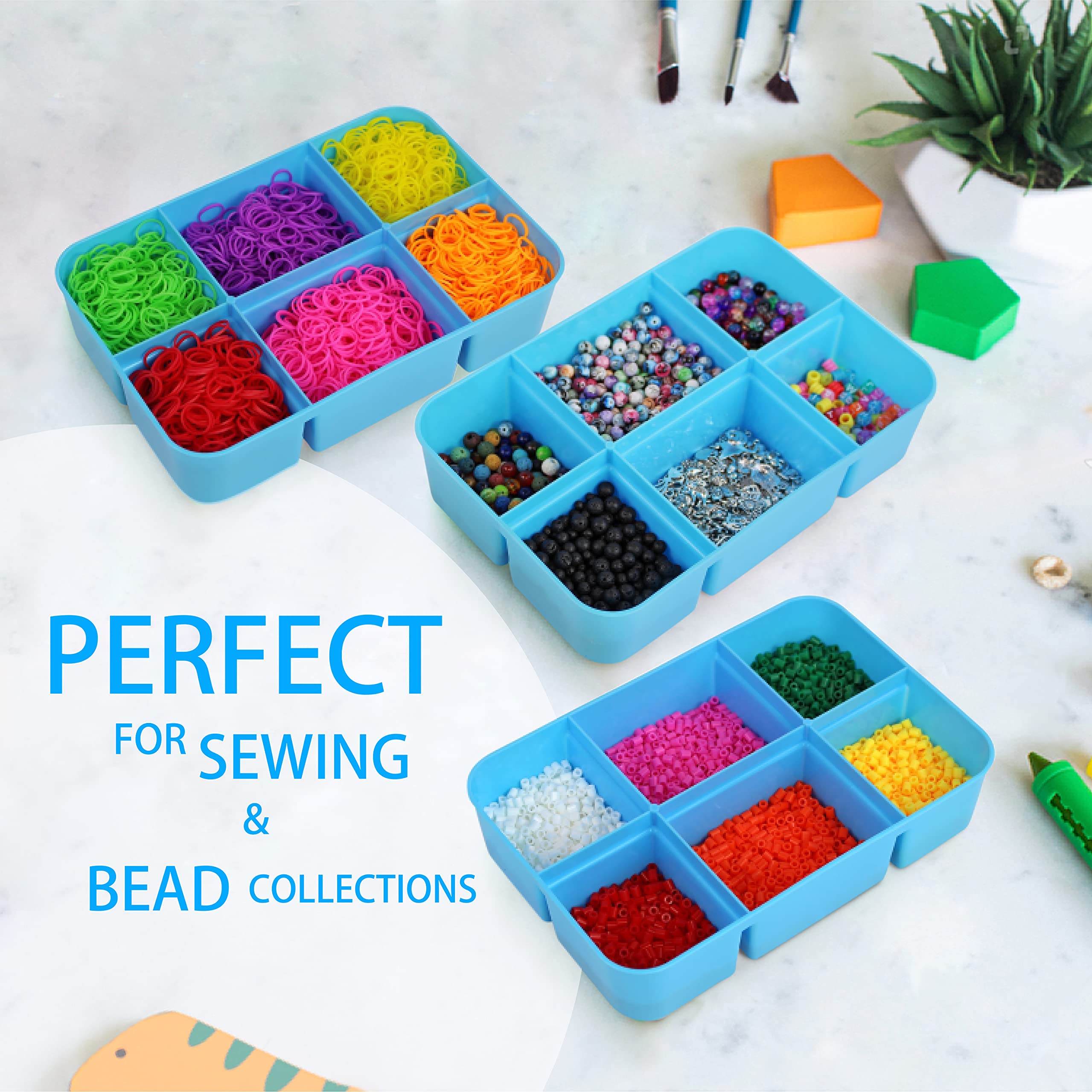 Bins & Things Ultimate Storage Containers Bundle Each with 2 Trays - Blue/Grey - Craft Storage/Craft Organizers and Storage - Bead Organizer Box/Art Supply Organizers.