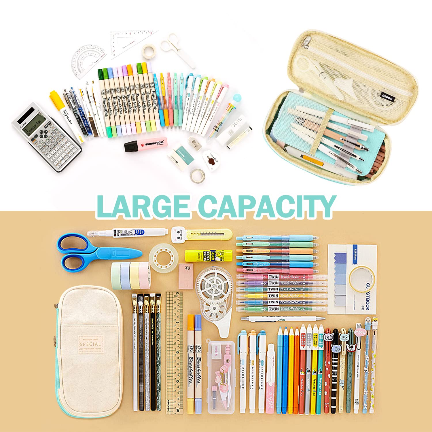 LHMTQVK Large Pencil Case Pencil Pouch Can Expand Pencil Bag Big Capacity Pencil Bag Large Storage Pouch Pencil Case Aesthetic Pencil Case kl2 Bhg