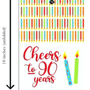 Red Door Inspirations Cheers to 90 Years 90th Birthday Card, Includes Single Card & Envelope