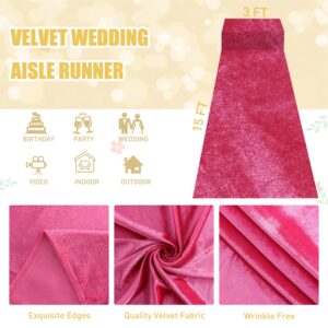 FUHSY Hot Pink Wedding Ceremony Aisle Runner 3FTx15FT Aisle Rug Wedding Floor Runner Fuchsia Runway Carpet with Tape Party Accessories Bridal Shower Walkway Runner Aisle Runner for Prom Birthday Event