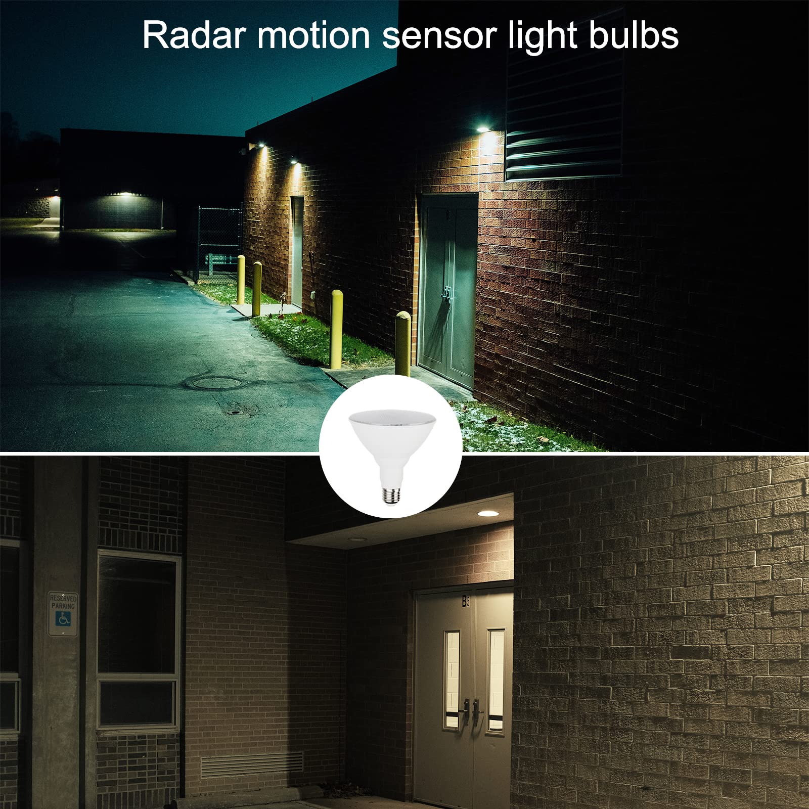 U4GLORY Radar Motion Sensor Light Bulbs - Par38 15W (100W Equivalent), E26 Base, Motion Sensor Bulb, Motion Light Bulbs Perfect for Outdoor, Garden, Garage, Yard, 5000K(Daylight), 2 Pack