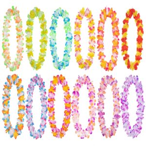 FreshDear 12 Counts Hawaiian Leis Bulk,leis for luau party,hawaiian leis for adults,beach party favors for adults,Summer Beach Vacation,Theme Party Decorations