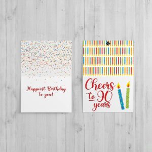 Red Door Inspirations Cheers to 90 Years 90th Birthday Card, Includes Single Card & Envelope