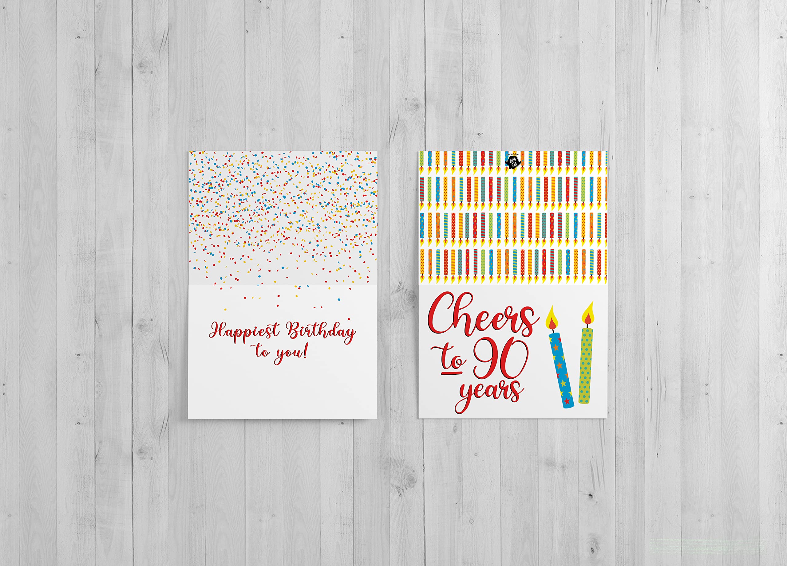 Red Door Inspirations Cheers to 90 Years 90th Birthday Card, Includes Single Card & Envelope