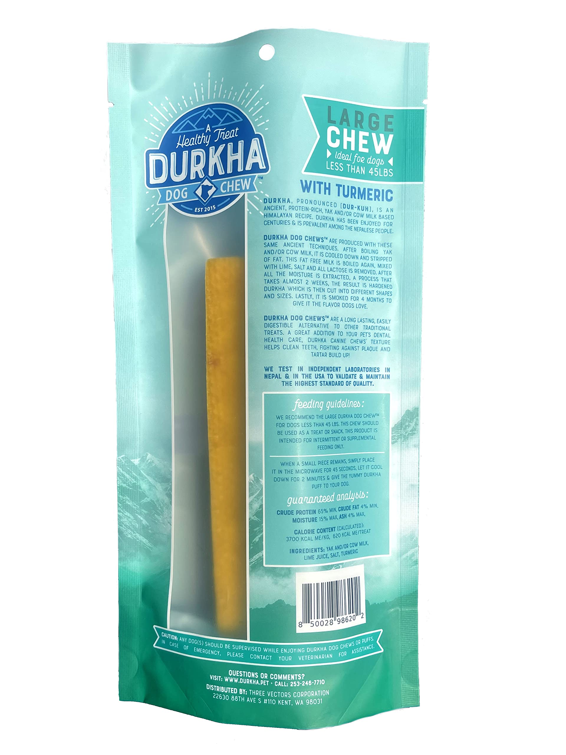 Durkha Himalayan Cheese Chews for Dogs with Turmeric | Natural Long Lasting Cheese Treats| Great for Aggressive Chewers | Does Not Stain Carpets or Furniture. (1 Pack, Large (1CT/Min.4OZ))