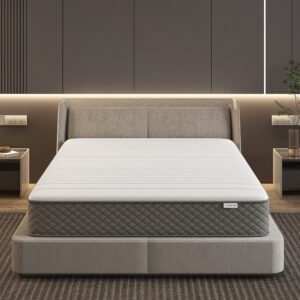 WHITE NEST Queen Mattress, 10 Inch Memory Foam Mattress with Innerspring Hybrid Mattress in a Box Pressure Relief & Supportive Queen Size Mattress（Queen）