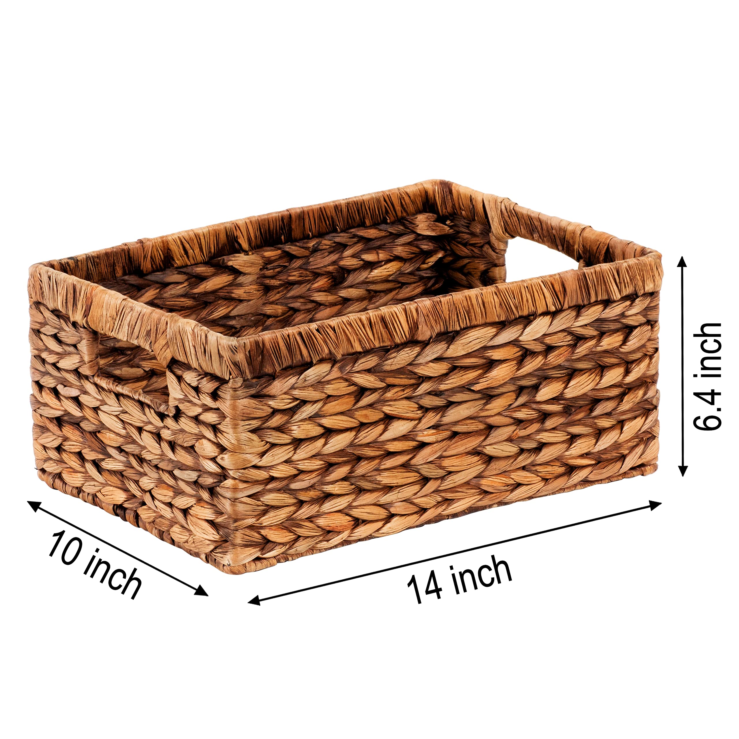 CENBOSS Wicker Baskets (Large, Brown Wash, 1PC) Rattan Woven Baskets, Water Hyacinth Baskets, Seagrass Storage Baskets for Shelves