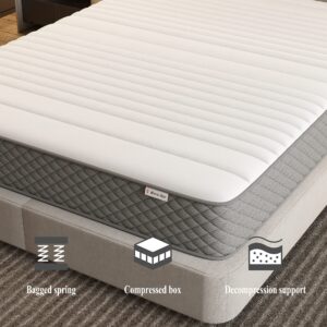 WHITE NEST Queen Mattress, 10 Inch Memory Foam Mattress with Innerspring Hybrid Mattress in a Box Pressure Relief & Supportive Queen Size Mattress（Queen）