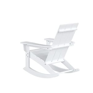 WO Home Furniture Adirondack Rocking Chair Set of 2 PCS Patio All-Weather and UV Protection for Any Outdoor Spaces (White)