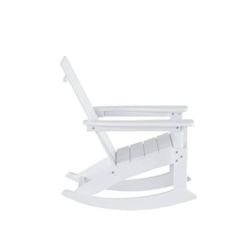 WO Home Furniture Adirondack Rocking Chair Set of 2 PCS Patio All-Weather and UV Protection for Any Outdoor Spaces (White)