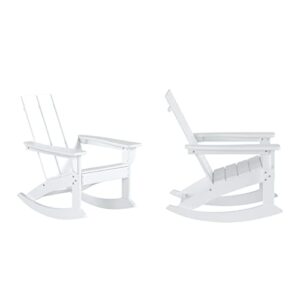 wo home furniture adirondack rocking chair set of 2 pcs patio all-weather and uv protection for any outdoor spaces (white)