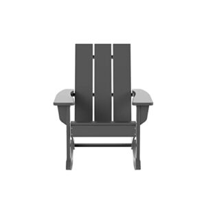 WO Home Furniture Adirondack Rocking Chair Set of 2 PCS Patio All-Weather and UV Protection for Any Outdoor Spaces (Gray)