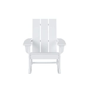 WO Home Furniture Adirondack Rocking Chair Set of 2 PCS Patio All-Weather and UV Protection for Any Outdoor Spaces (White)