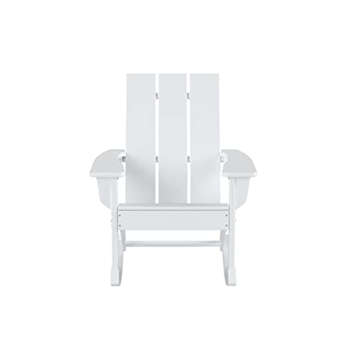 WO Home Furniture Adirondack Rocking Chair Set of 2 PCS Patio All-Weather and UV Protection for Any Outdoor Spaces (White)