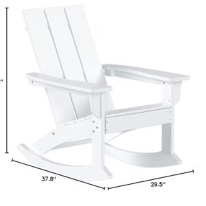 WO Home Furniture Adirondack Rocking Chair Set of 2 PCS Patio All-Weather and UV Protection for Any Outdoor Spaces (White)