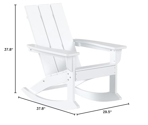 WO Home Furniture Adirondack Rocking Chair Set of 2 PCS Patio All-Weather and UV Protection for Any Outdoor Spaces (White)