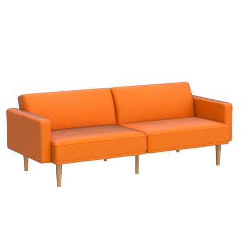 mopio Futon Sofa Bed, Couch, Small Sofa, Sleeper Sofa, Loveseat, Mid Century Modern Futon Couch, Sofa Cama, Couches for Living Room (Apricot Velvet)