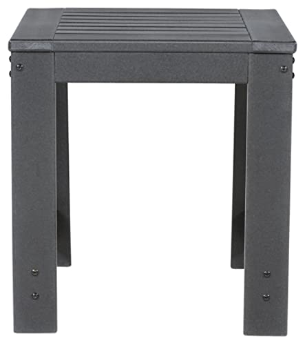 Signature Design by Ashley Amora Outdoor HDPE Patio End Table, Charcoal Gray