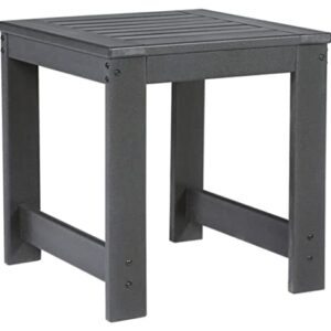 Signature Design by Ashley Amora Outdoor HDPE Patio End Table, Charcoal Gray