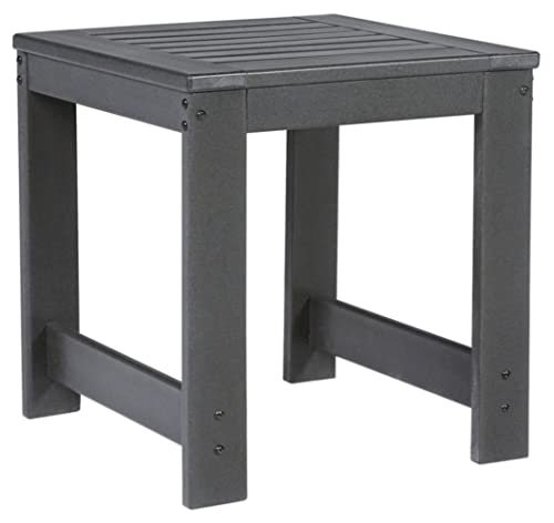 Signature Design by Ashley Amora Outdoor HDPE Patio End Table, Charcoal Gray