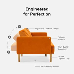 mopio Futon Sofa Bed, Couch, Small Sofa, Sleeper Sofa, Loveseat, Mid Century Modern Futon Couch, Sofa Cama, Couches for Living Room (Apricot Velvet)