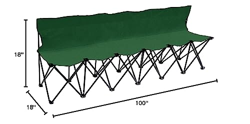 Trademark Innovations Portable 6-Seater Folding Team Sports Sideline Bench with Back (Dark Green)