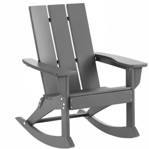 WO Home Furniture Adirondack Rocking Chair Set of 2 PCS Patio All-Weather and UV Protection for Any Outdoor Spaces (Gray)