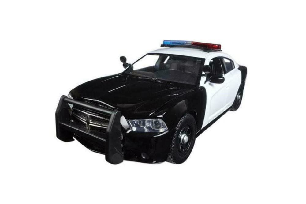 Motor Max 2011 Dodge Charger Pursuit Unmarked w/Lights & Sounds, Black and White 79533-1/24 Scale Diecast Model Toy Car