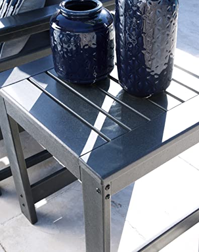 Signature Design by Ashley Amora Outdoor HDPE Patio End Table, Charcoal Gray