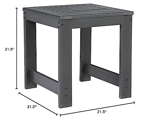 Signature Design by Ashley Amora Outdoor HDPE Patio End Table, Charcoal Gray