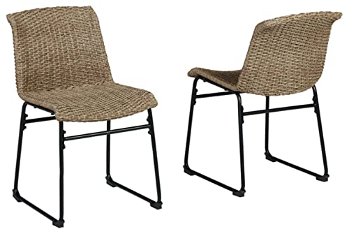 Signature Design by Ashley Outdoor Amaris Resin Wicker Patio Chair, 2 Count, Brown