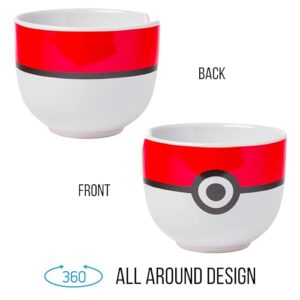 Silver Buffalo Pokemon Pokeball Ceramic Ramen Noodle Bowl with Chopsticks, Microwave Safe, 20 Ounces