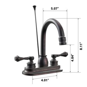 Ivanees Double Handle Bathroom Faucet with Drain, High-Arc Centerest Bathroom Sink Faucet with Lift Rod, Oil Rubbed Bronze Finish, Zinc Handle, Brass Body, 3 Holes Deck Mounted Bath Faucet