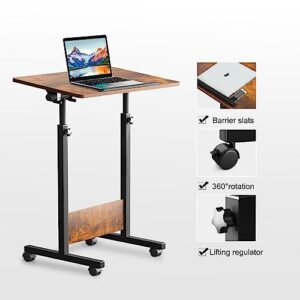 KOUPA Adjustable Mobile Standing Desk Large 16×31 in, Rolling Computer Workstation with Lockable Wheels for Home Office, 360° Flip Tilt Foldable Laptop Table Cart for Standing Sitting