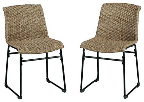 Signature Design by Ashley Outdoor Amaris Resin Wicker Patio Chair, 2 Count, Brown