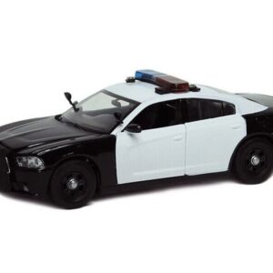 Motor Max 2011 Dodge Charger Pursuit Unmarked w/Lights & Sounds, Black and White 79533-1/24 Scale Diecast Model Toy Car